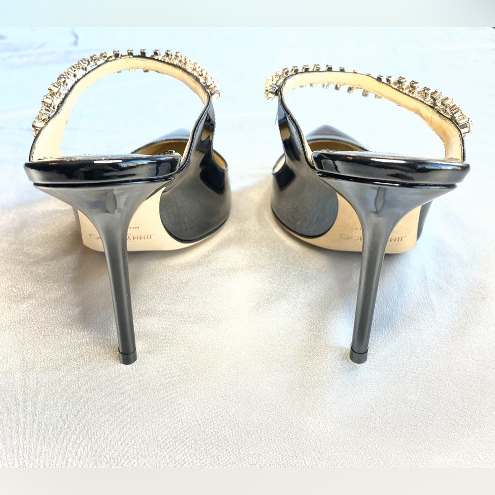 SOLD Jimmy Choo Bing 100 Crystal Embellished Black Patent Mule - Picture 14 of 16